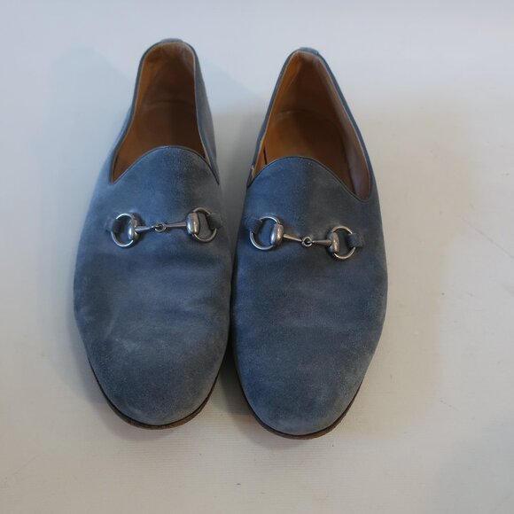 Mens Gucci Light Blue Suede Horsebit Loafer Shoes 7.5 - Picture 1 of 16